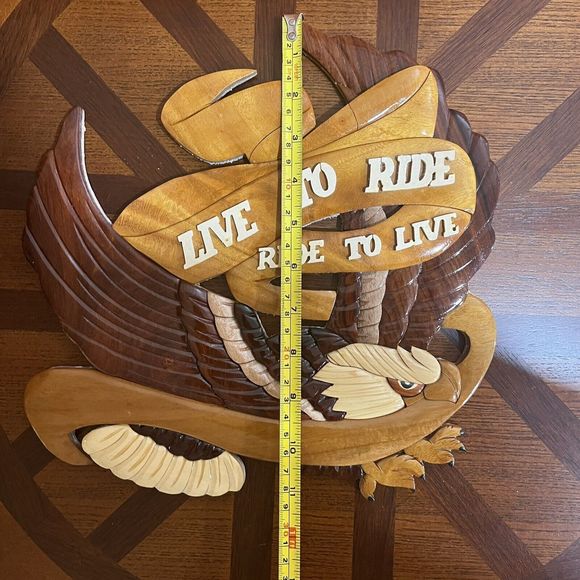 Eagle Wood Carving Live To Ride Ride To Live Wall Decor Pre-owned - Picture 4 of 5